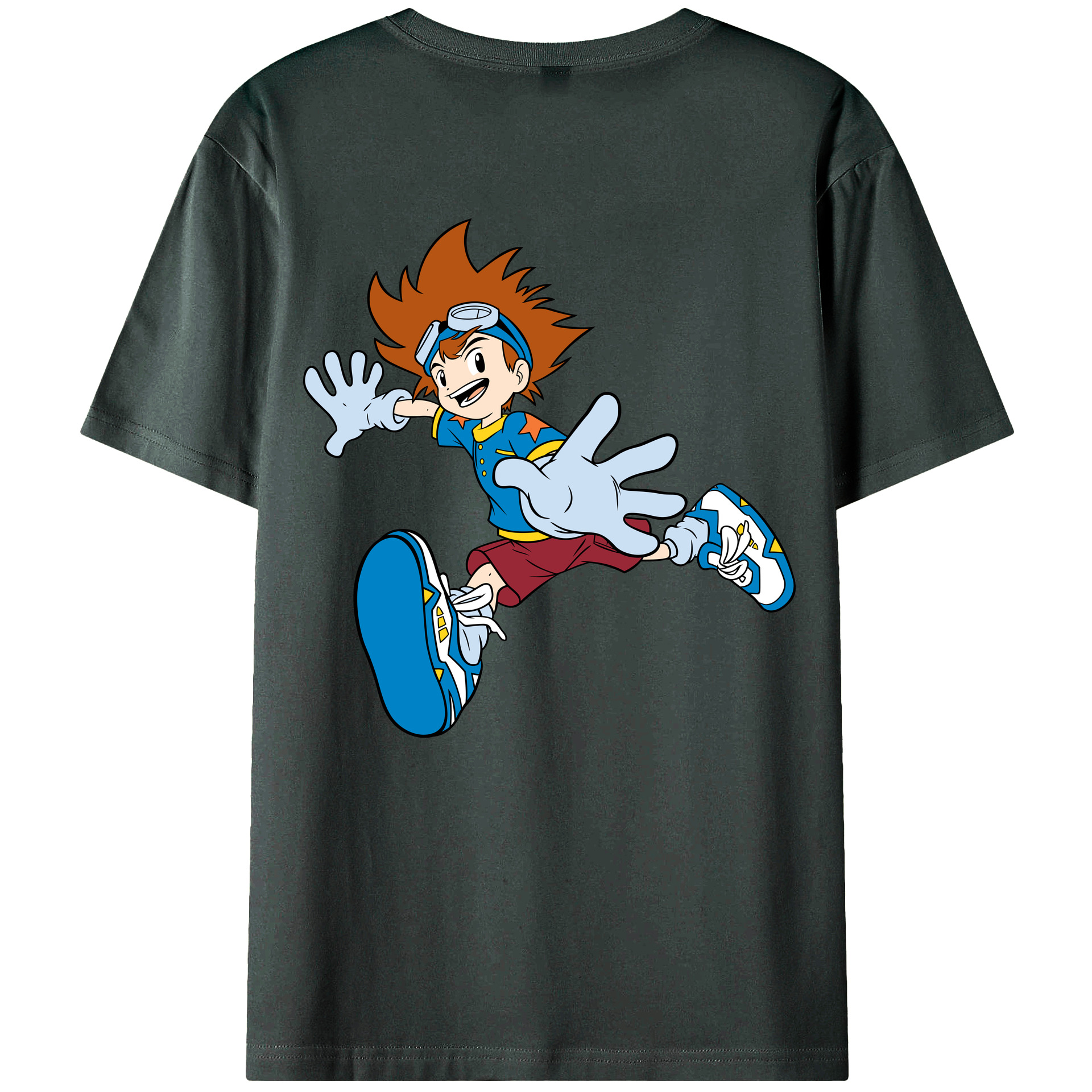 （画像用） Digimon デジタルモンスター/デジモン 綿100％ メンズ半袖Tシャツ（バックプリント） 通気性